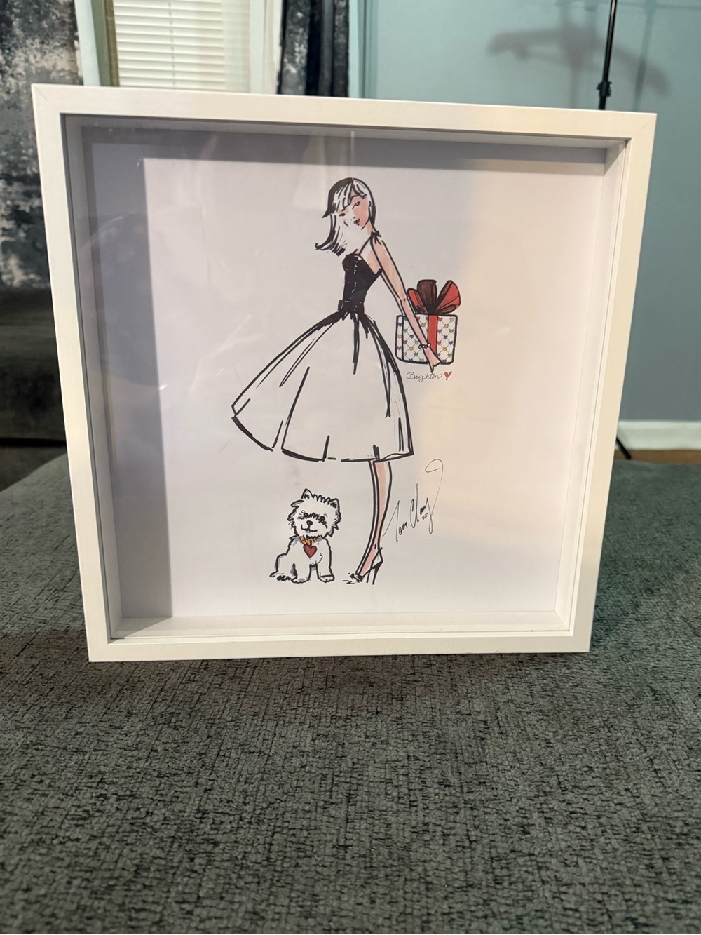 Brighton Collectibles Tom Clancy Signed Fashion Art Woman Dog Framed Print - Picture 2 of 14
